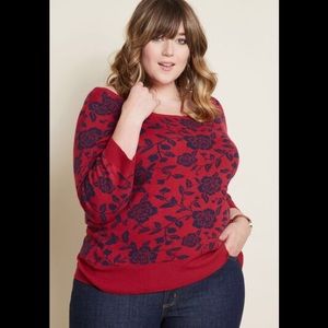 Collectif X ModCloth Intarsia Charm Floral Sweater